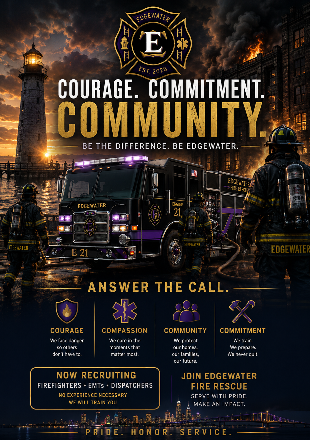 Edgewater Fire Rescue recruiting poster